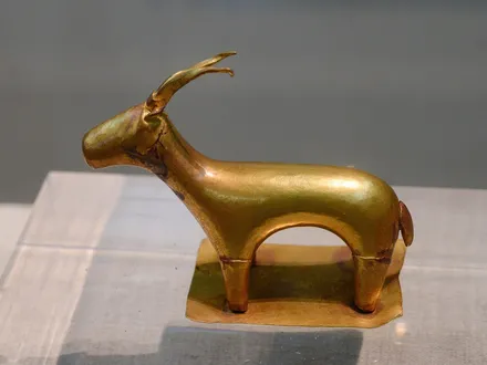 The gold ibex figurine from Akrotiri, which is held in this museum